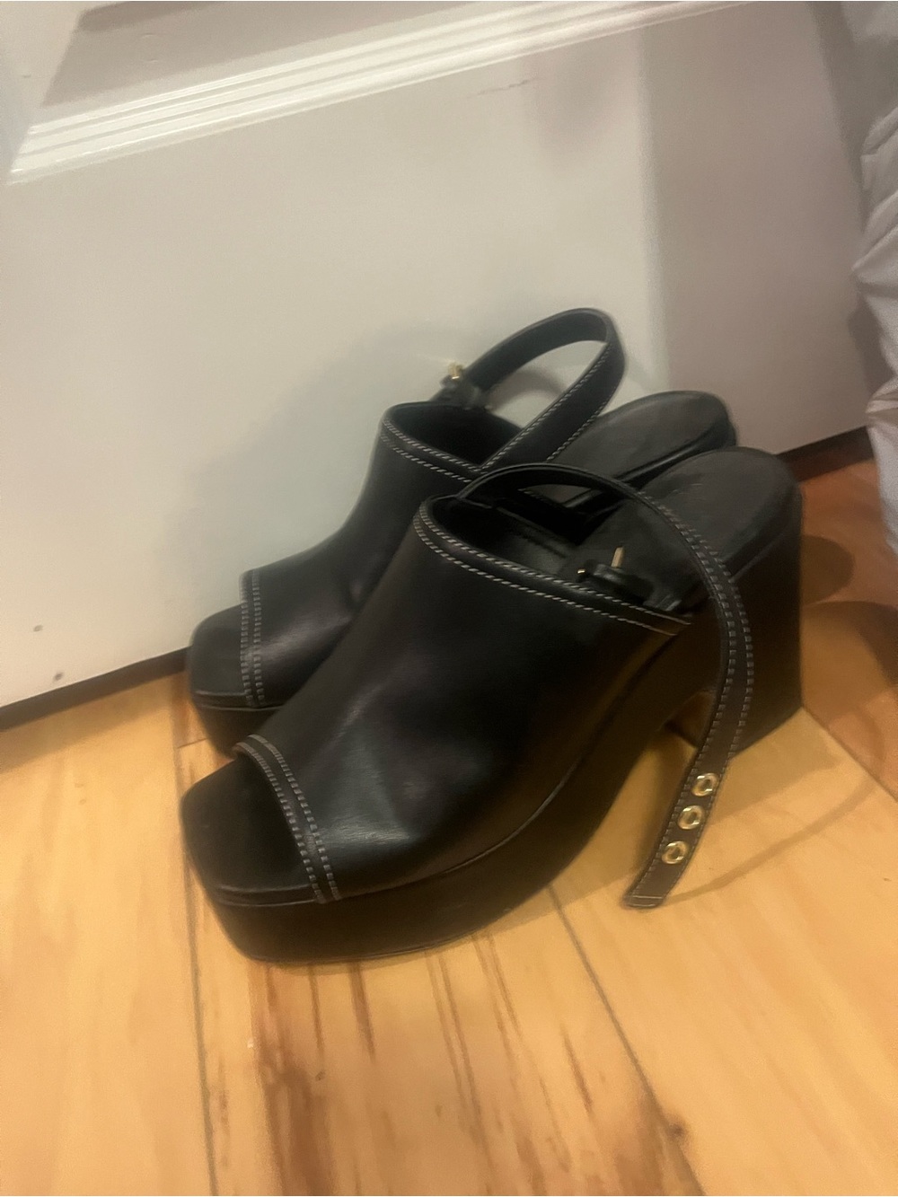 Urban Outfitters Black Platform Slingback Sandals